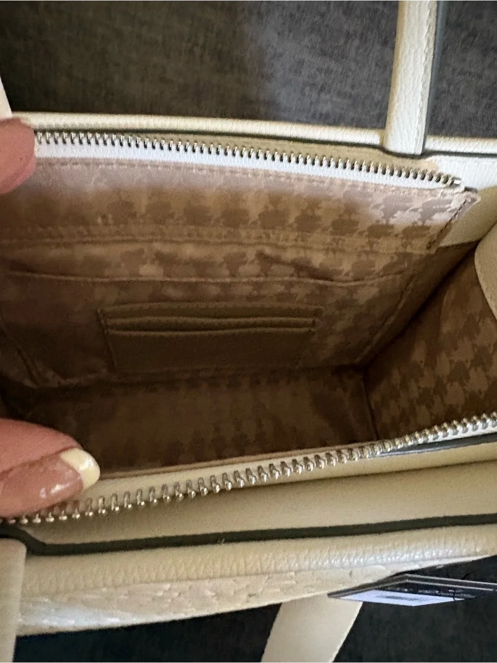 Karl Lagerfeld Cream Floral Appliqué Satchel - Picture 7 of 8